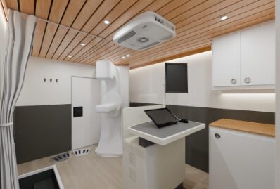 Mammography machine inside a Vanna mobile screening unit